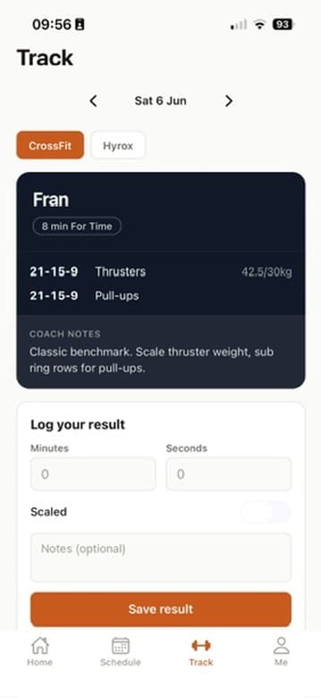 Volta member app — Track screen
